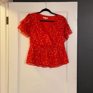 Blouse with wrap button front